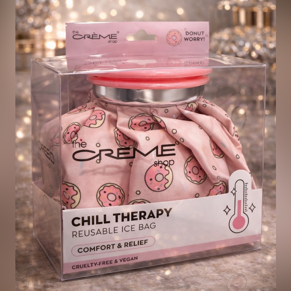 The Creme Shop Chill Therapy Reusable Ice Bag Pink Donut Worry Cold Compress NEW